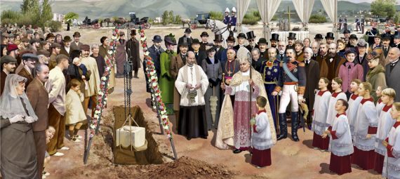 inicios de la Sagrada Familia. Colocación de la primera piedra.